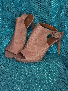 NEW VIA SPIGA LEATHER/SUEDE PEEP-TOE SANDALS WITH ANKLE STRAPS